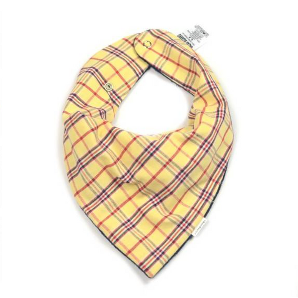 Babador Bandana - Flanela Xadrez Amarela e Vermelha - BazarBizarro