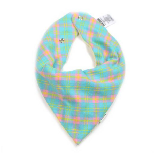 Babador Bandana - Flanela Xadrez Verde Acqua - BazarBizarro